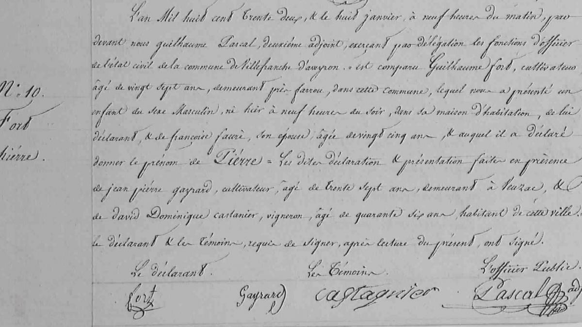 Fr FORT André - naissance