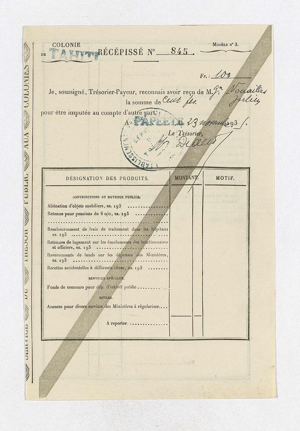 Legion d'honneur - Récépissé 1